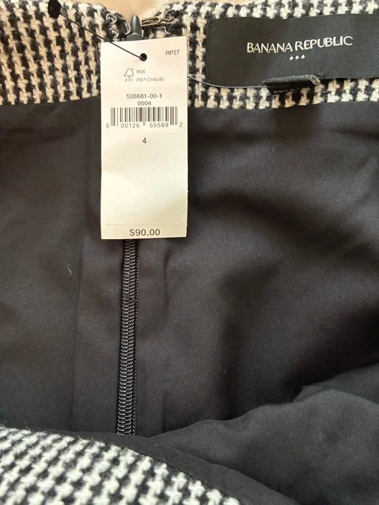 NEW! Banana Republic Black & White Houndstooth A-Line Skirt 4 - Picture 4 of 6